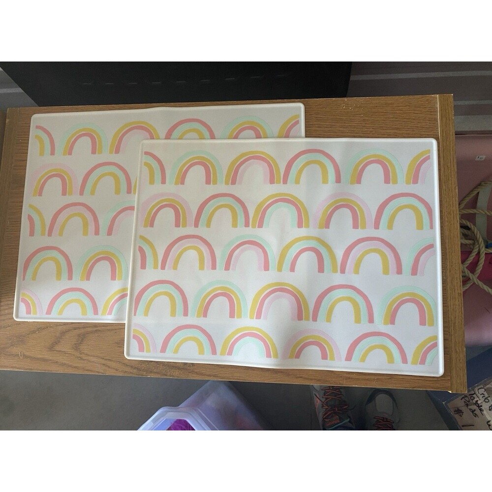 Cloud Island Silicone Rainbow Placemats Set of 2 Kids Baby BPA Free